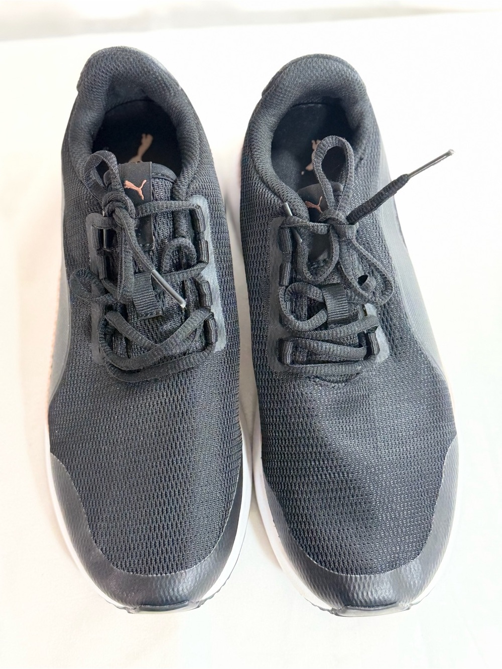 Puma Men's Black Mesh Athletic Sneakers with White Sole